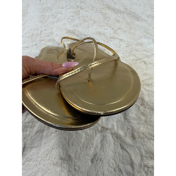 ZARA Women Gold Metallic Strappy Thong Flat Sandals Size 40/ USA 9.5 size - Picture 4 of 8
